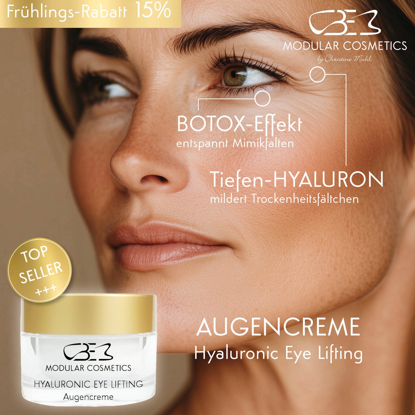STRAFFT/ GLÄTTET/ POLSERT AUF AUGEN-CREME - Hyaluronic Eye Lifting Augencreme