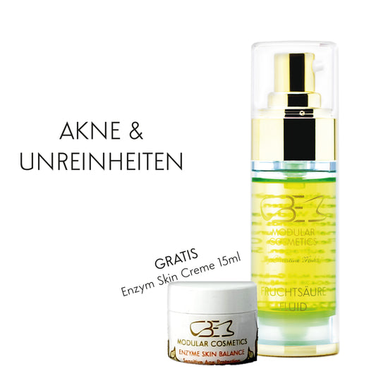 AKNE/ PIGMENTFLECKEN/ NARBEN/ POREN - Fruchtsäure Fluid + Enzym Creme 15ml gratis