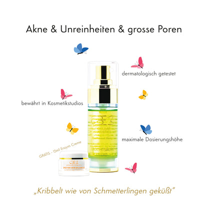 AKNE/ PIGMENTFLECKEN/ NARBEN/ POREN - Fruchtsäure Fluid + Enzym Creme 15ml gratis